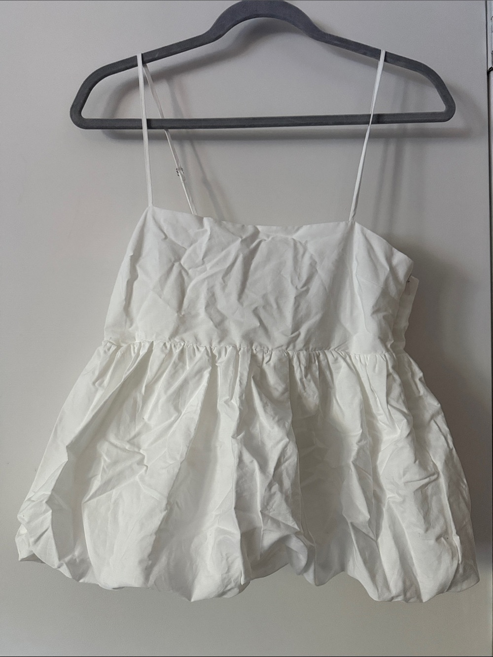 NWT! Pull&Bear White Spaghetti-Strap Peplum Camisole